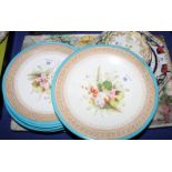 A Royal Worcester floral decorated part dessert service and a number of other decorative plates,