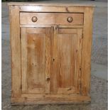 A 19th Century pine cupboard, fitted one drawer, 30" wide