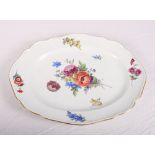 A Meissen Marcolini period oval serving plate decorated hand-painted floral sprays, 15" long