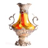 A 19th Century crackle glass vase in the manner of Francois-Eugene Rousseau, in shades of yellow and