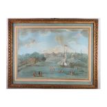 A pair of 18th Century continental gouache studies, landscape with distant palace, sheep and