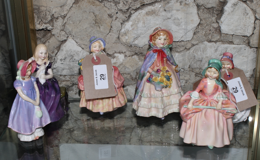 Six Royal Doulton china figures, "Affection" HN2236, "Ivy" HN1768, "Bo Peep" HN1810, "Cissie"