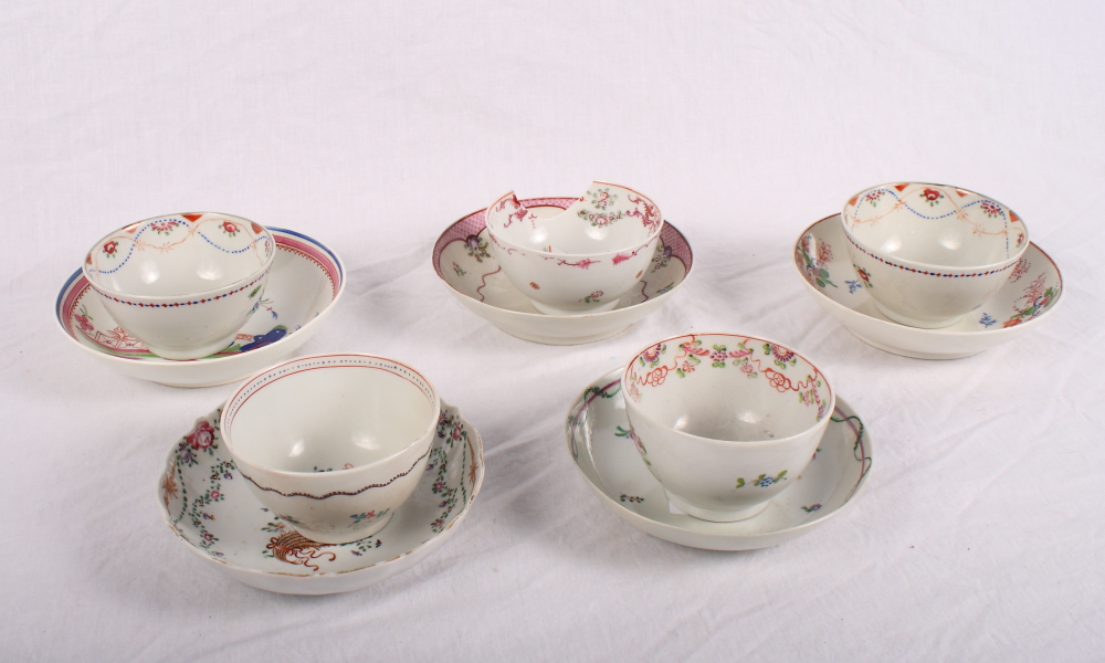 A collection of late 18th Century tea bowls and saucers