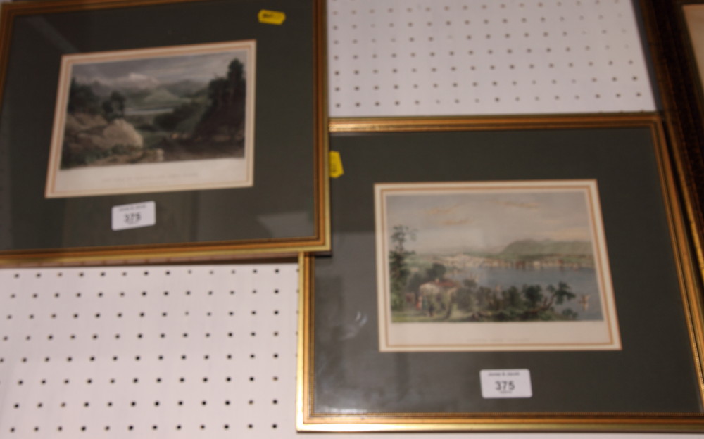 A set of four 19th Century coloured engravings, views around Geneva, in gilt frames