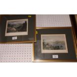 A set of four 19th Century coloured engravings, views around Geneva, in gilt frames