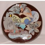 A late 19th Century Japanese cloisonne charger with landscape panels, 18" dia