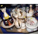 A collection of Fielding's Crown Devon wares including comports, a pair of vases, jardinieres,