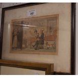 Rowlandson: a coloured print, "Dr Syntax Returned From His Tour", in Hogarth frame