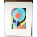 Sonia Delaunay: a coloured print, abstract composition, pencil signed and dated '70, 21" x 15", in