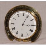 Polo interest: a 19th Century brass cased presentation barrel clock with white enamel dial and