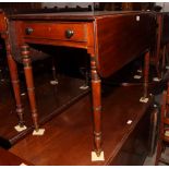 A 19th Century mahogany Pembroke table, fitted end drawer, on turned supports, 36" wide