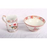 A 19th Century oriental porcelain bowl decorated floral posies in famille rose, 5 1/2" dia, a