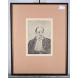 Paul Signiac: aquatint, portrait of a gentleman with a beard, 8" x 6", in black frame