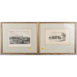 Eleven black and white engravings, views of Windsor, Eton and Virginia Water, in gilt frames