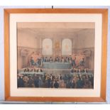 A 19th Century coloured lithograph, view of a courtroom, 12 1/2" x 14 1/2"