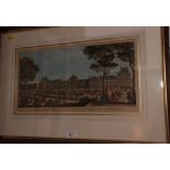 A hand-coloured engraving, "View of the Tuileries", in strip frame