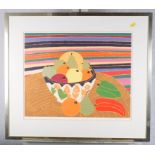 Bryan Pearce: a limited edition signed coloured print, still life of fruit in a bowl on a table,