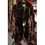 A beaver lamb three-quarter length fur coat