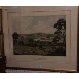 A hand-coloured reprint, "The Surrey Foxhounds 1824", in gilt frame
