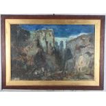 Frank Spenlove Spenlove: oil painting, view of Ronda, 12" x 17 1/2", in oak and gilt frame