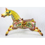 A polychrome painted carved wood fairground horse galloper, "Polly", 41" high x 58" long