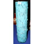 A 1960s cylindrical blue glass vase with textured finish, 26" high