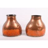 A pair of 19th Century copper water vases, stamped P & O Co, 8" high