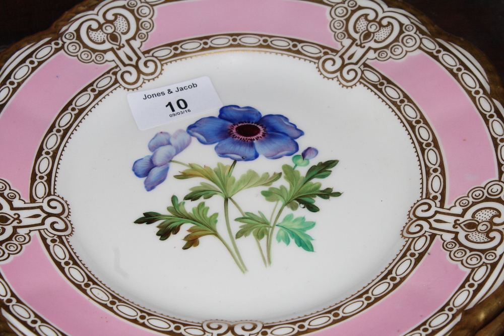 A 19th Century Granger & Co bone china part dessert service with floral and gilt decoration (6+1) - Image 6 of 8