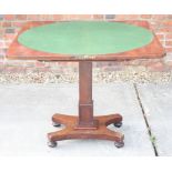 A 19th Century mahogany fold-over top card table, on square column and shaped platform base