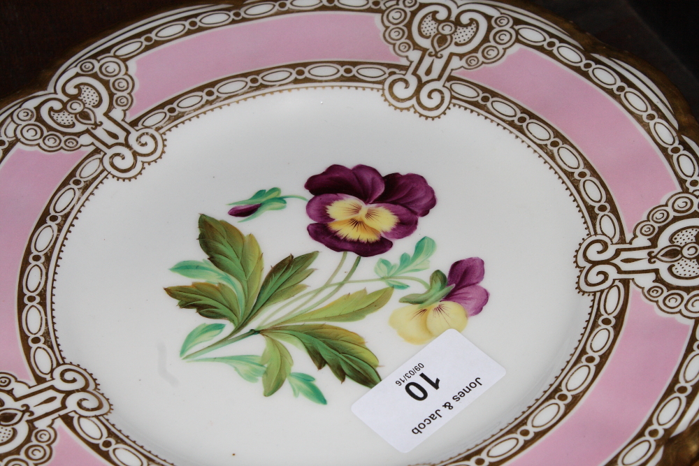 A 19th Century Granger & Co bone china part dessert service with floral and gilt decoration (6+1) - Image 3 of 8