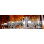 A collection of part sets of drinking glasses and other table glass