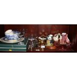 A set of six Babycham glasses, a signed glass model of a seal and assorted decorative items