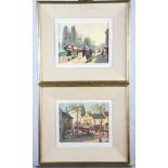 E le Sacut: a pair of oil paintings, views of Paris, Frost & Reid label verso, 8" x 10", in canvas