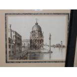 A watercolour, view of Venice, 8" x 11", in strip frame