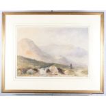 John Syer: watercolours, "Mountain Pastures", 13" x 19", in gilt frame