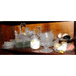 A number of polished hardstone eggs, glass vases and ice plates, etc