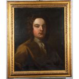 A mid 18th Century oil, portrait of an unknown gentleman, 28" x 28", in gilt carved frame