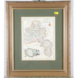 T Kitchin: a 19th Century coloured map of Oxfordshire, a framed Mandarin panel and one other