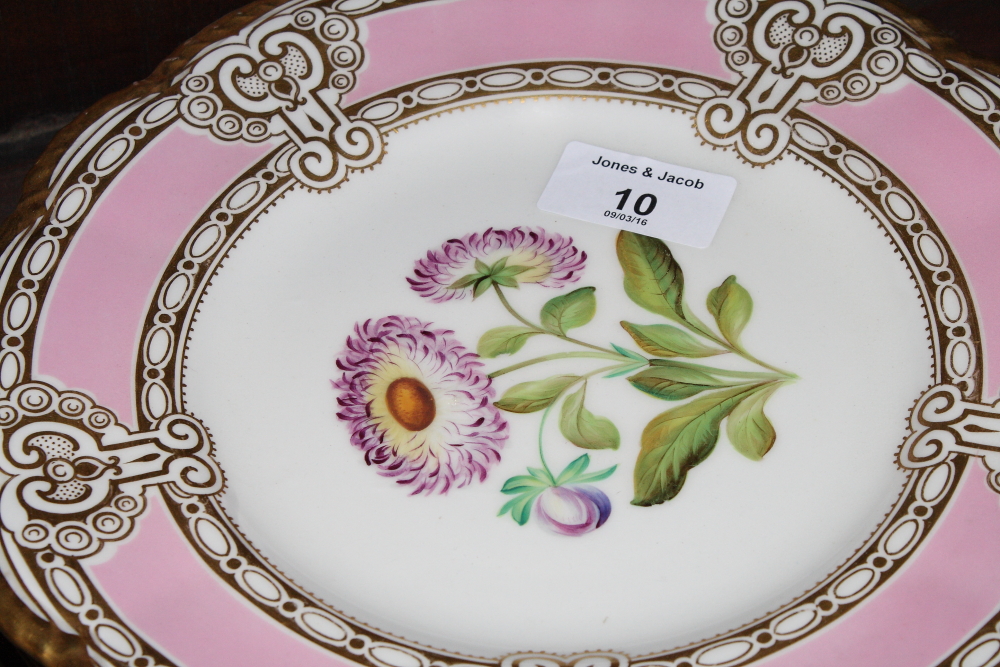 A 19th Century Granger & Co bone china part dessert service with floral and gilt decoration (6+1) - Image 5 of 8