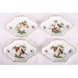 Four Herend hand-painted pin trays, 4" wide