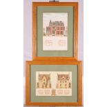 A set of twenty coloured prints of decorative brickwork, in reeded oak frames, and an associated