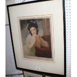 Two early 20th Century coloured mezzotints after Reynolds, Georgian beauties, in strip frames