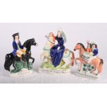 Three Staffordshire figures, "Empress of Esange", 10" high, "Dick Turpin", 9" high, and "Going to