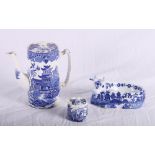 A 19th Century Davenport Willow pattern drainer, a Spode Willow pattern tea cup and matching tea