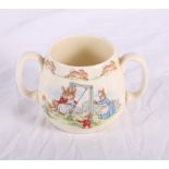 A collection of Royal Doulton Bunnykins nursery ware including six baby's plates, one inscribed "