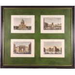 A set of twelve 18th Century French hand-coloured engravings, Parisian architecture, in three common