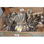 A large collection of Old English fiddle pattern and fiddle and thread plated cutlery, etc