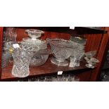 A crystal water jug and glass plates, fruit bowl, etc