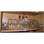 A collection of part sets of drinking glasses and other crystal