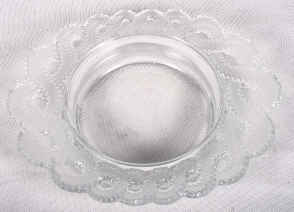 A Lalique "Aurial" oval jardiniere, 12" max dia
